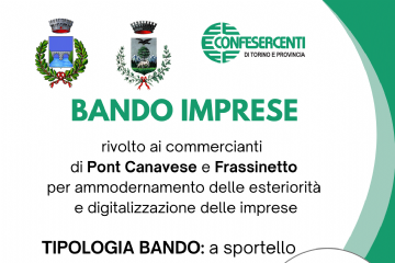Bando per la concessione di contributi alle imprese commerciali ricadenti nell’ambito del Distretto Diffuso del Commercio di Pont e Frassinetto
